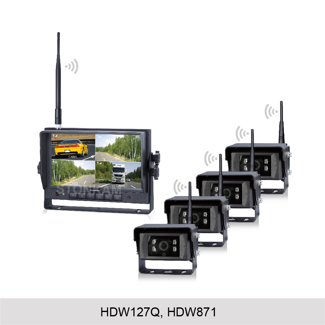 7 inch HD 2.4GHz Digital Wireless Vehicle Quad-view Monitor System