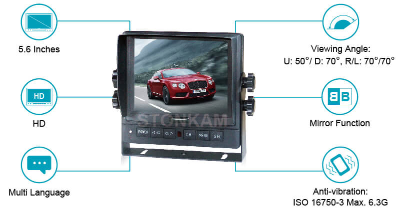 5.6-inch HD 4:3 TFT LCD Car Rearview Monitor