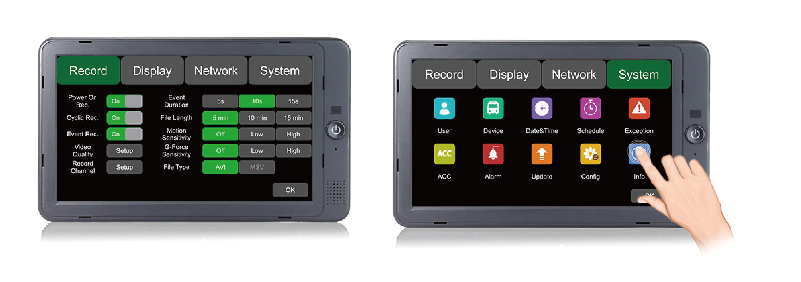 Waterproof 4CH 1080P MDVR System-touch screen monitor