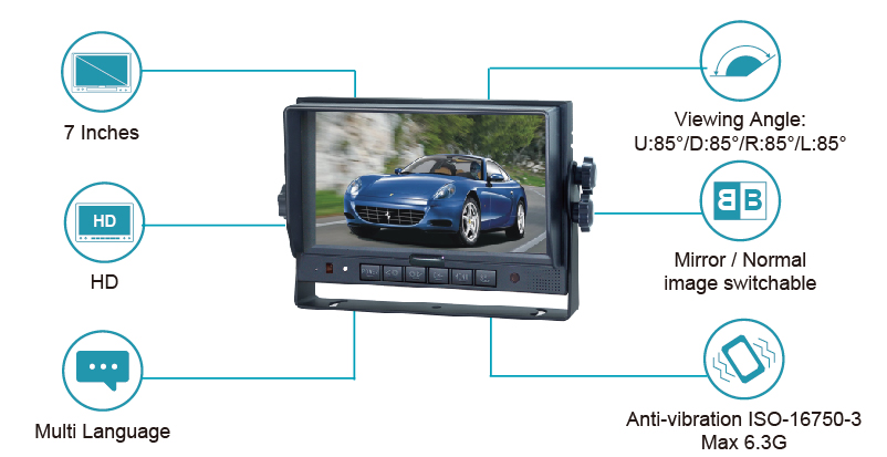 7-inch HD LCD Digital Rearview Monitor