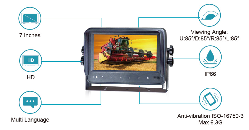 7 inch High Definition Waterproof Rear View Monitor